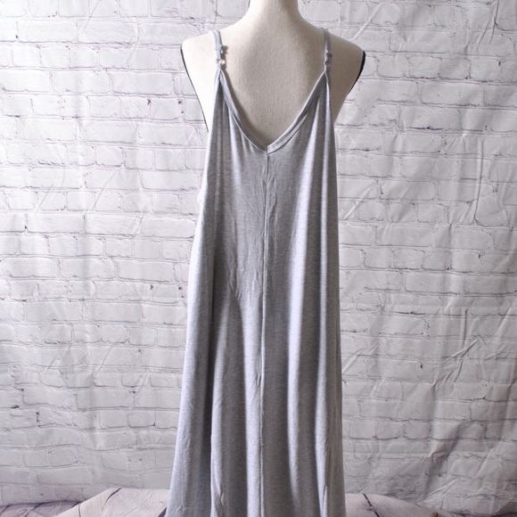 Zenana Premium Plus Size Maxi Dress W/ Pockets Grey 1X, 2X - Picture 4 of 9